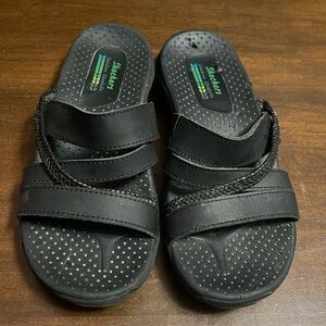 Sketchers Leather Braided Reggae Kingston Comfort Outdoor Slide, Women's Size 6